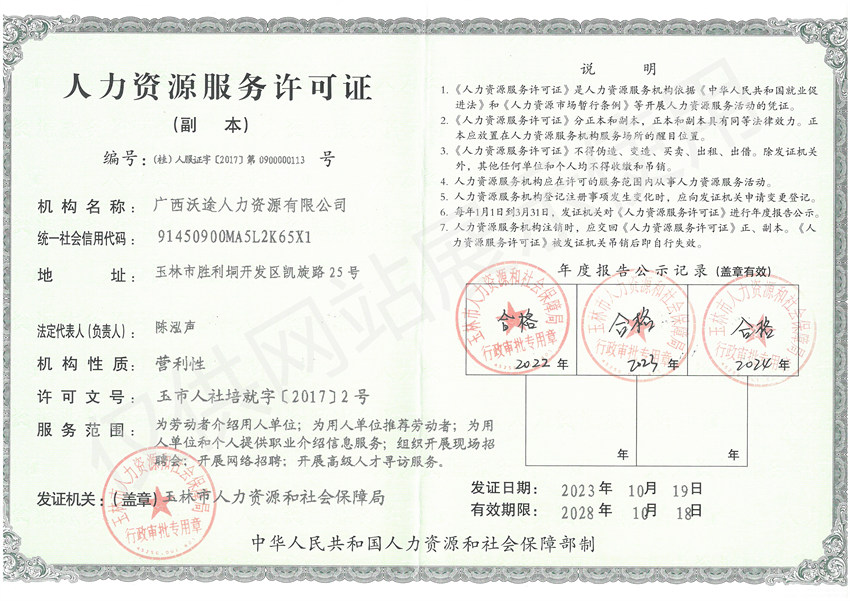 人力資源服務許可證